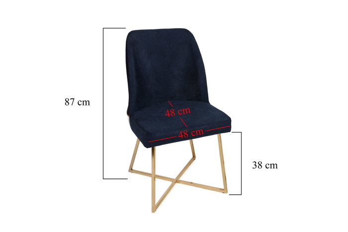 Hanah Home Madrid 908 V2 Sillas Barrocas Doradas Azul Oscuro Terciopelo/Piel Sintética